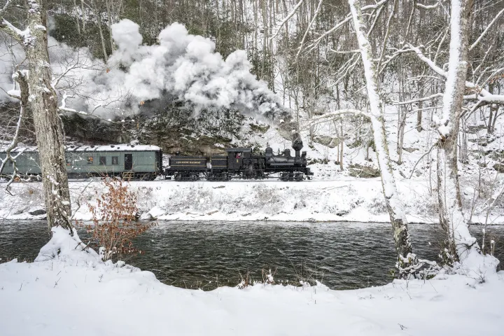 a train covered in snow