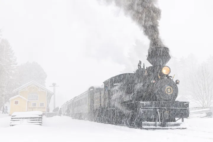 a train covered in snow