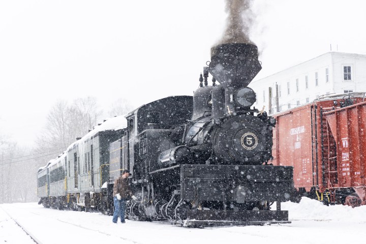 a train covered in snow