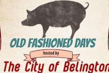 Poster for 'Old Fashioned Days' with a pig silhouette, hosted by 'The City of Belington'.